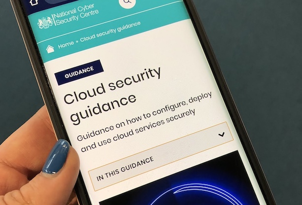 The NCSC cloud security guidance being displayed on a smartphone screen