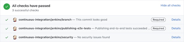 Continuous integration tests passing for a change to a GOV.UK app