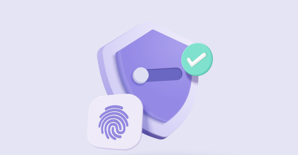 3d fingerprint cyber secure icon. Digital security authentication concept.