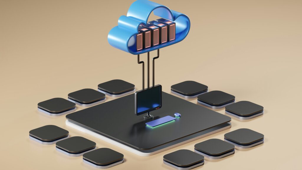 Graphic image of HD computer and cloud